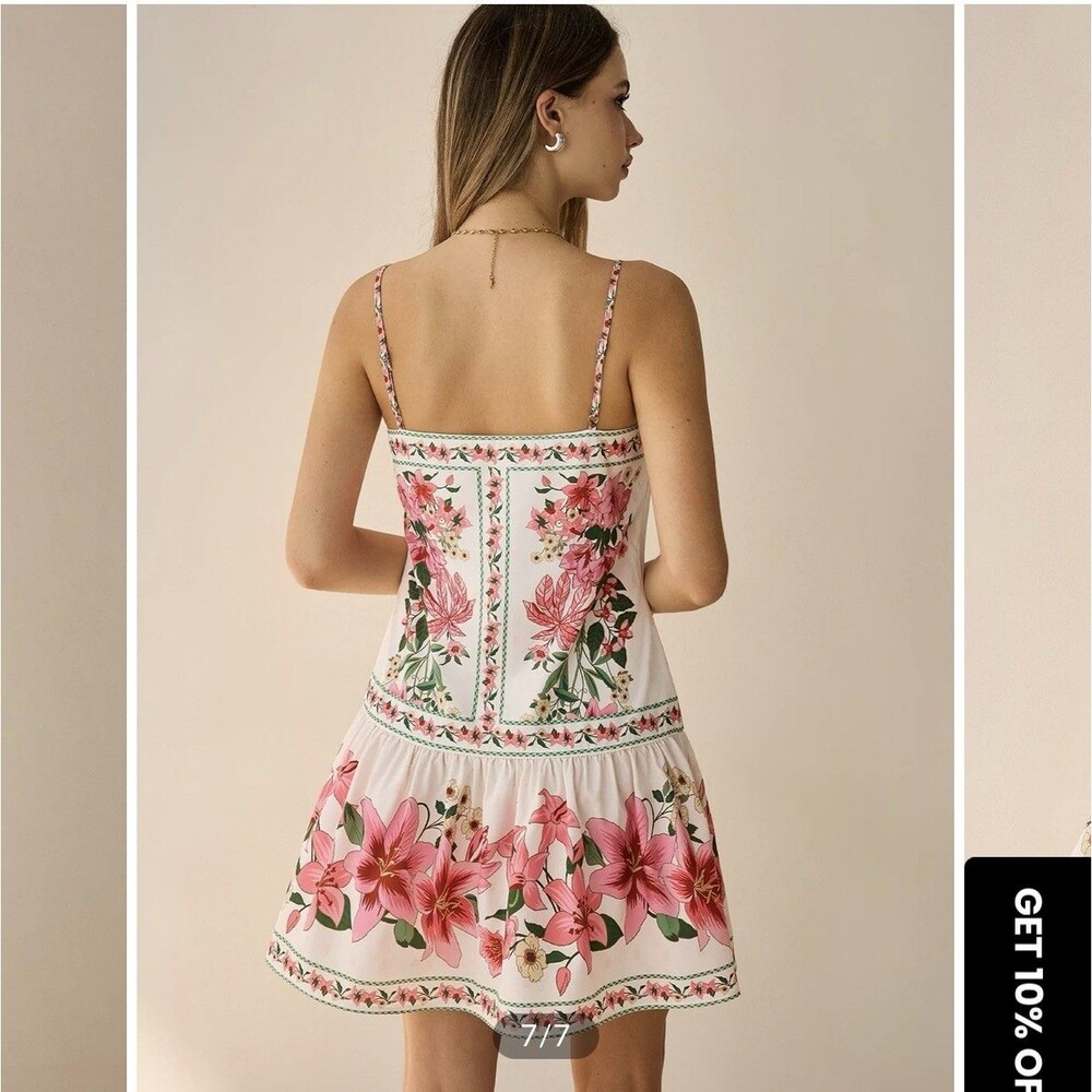 CoMMENSE Floral Print Spaghetti Strap Mini Dress COLOR - Pink Size EXTRA SMALL - Picture 2 of 11